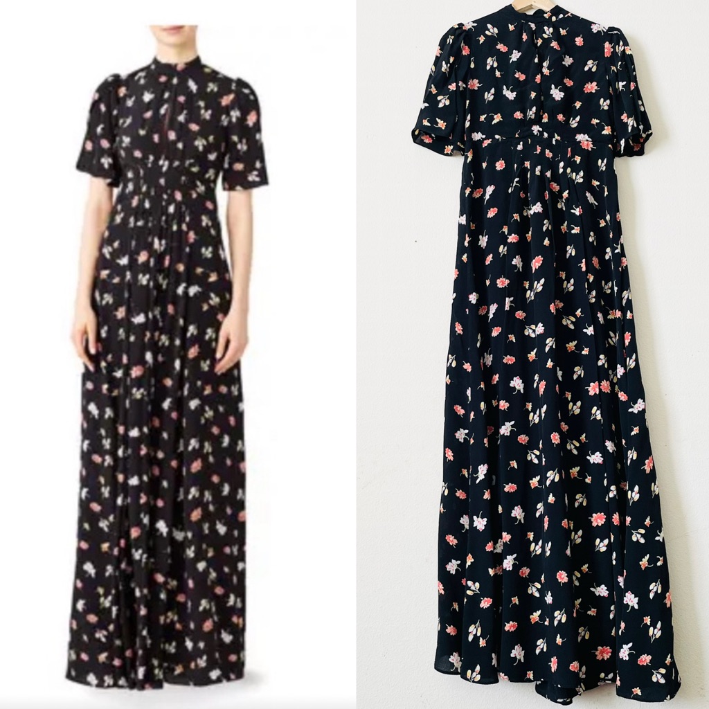 Bytimo Small Black Floral Short Sleeve Maxi Dress
